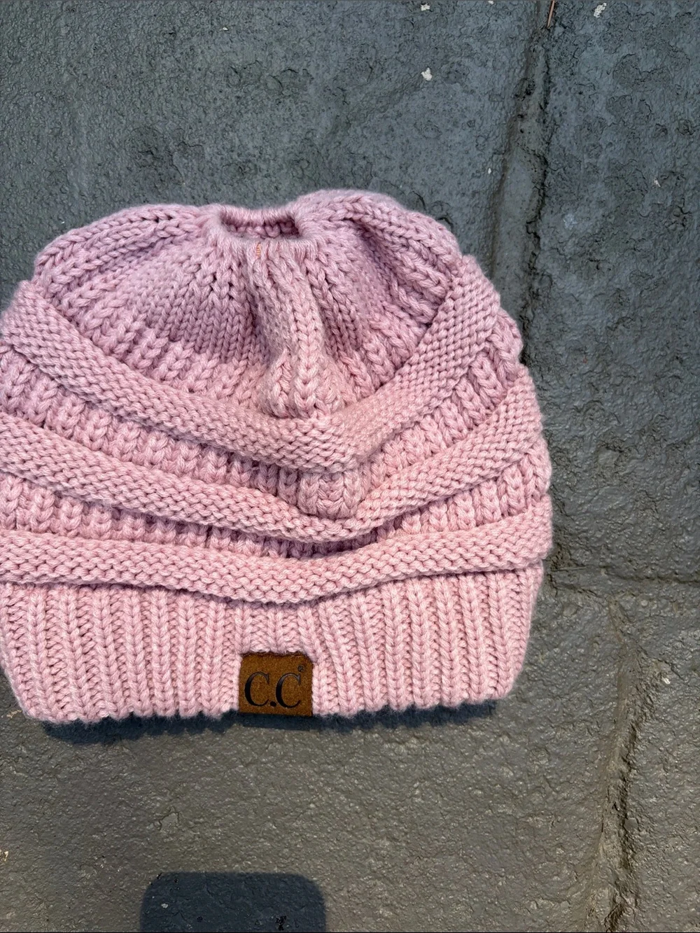 C.C Pink Knit Cable Slouch Beanie
